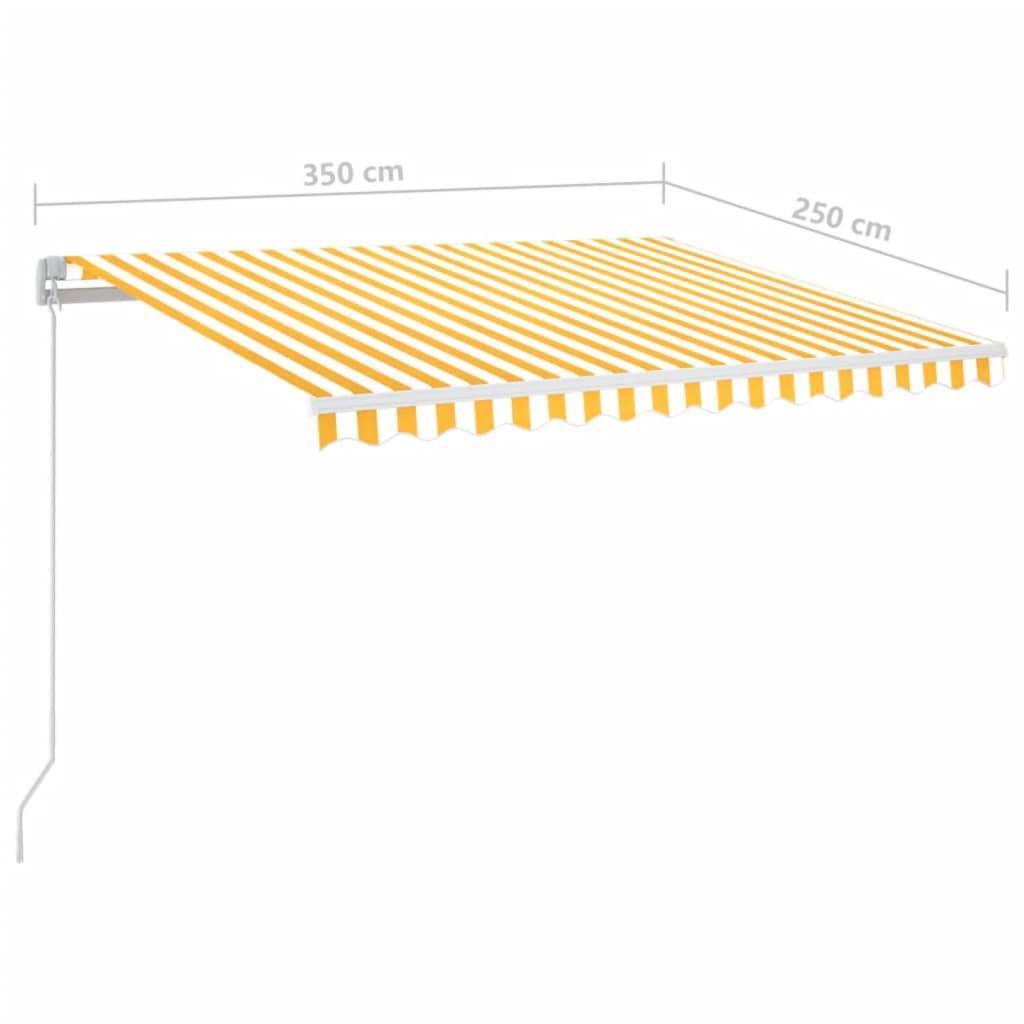 vidaXL Markise Manuell Einziehbar mit LED 350x250 cm Gelb und Weiß