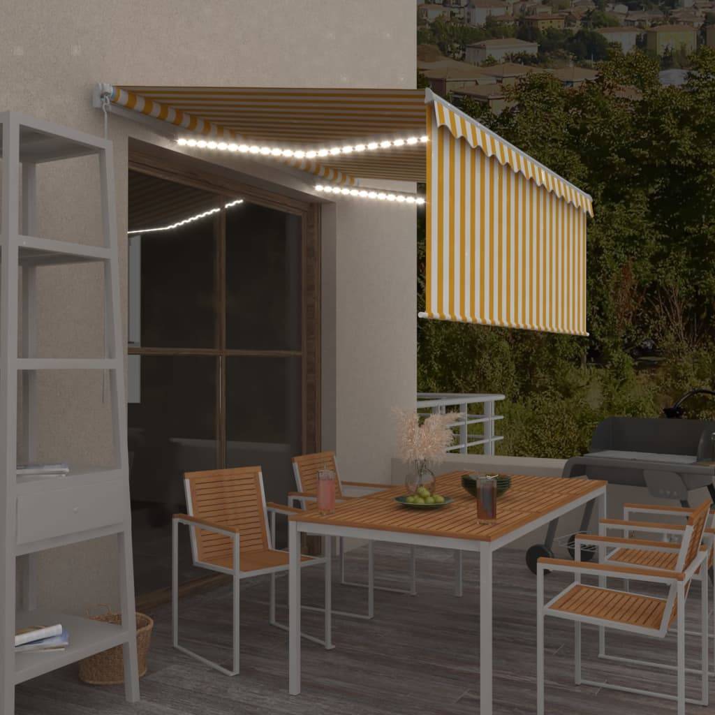 vidaXL Markise Manuell Einziehbar mit Rollo & LED 3,5x2,5m Gelb & Weiß