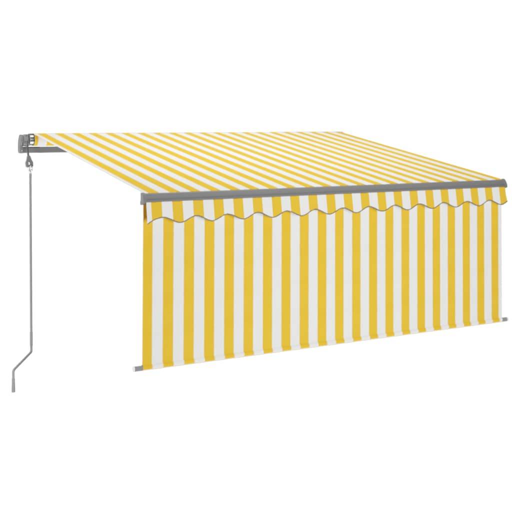 vidaXL Markise Automatisch mit Rollo LED Windsensor 3,5x2,5m Gelb Weiß