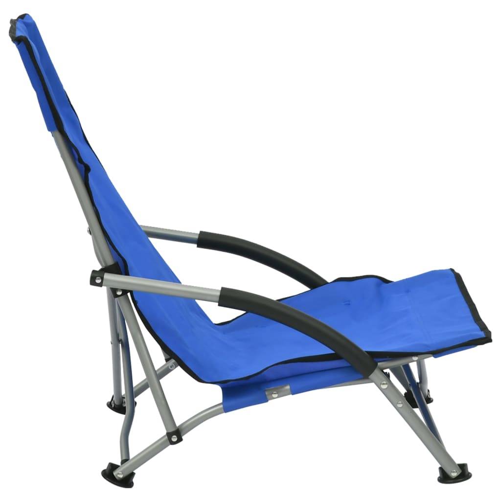 vidaXL Klappbare Strandstühle 2 Stk. Blau Stoff