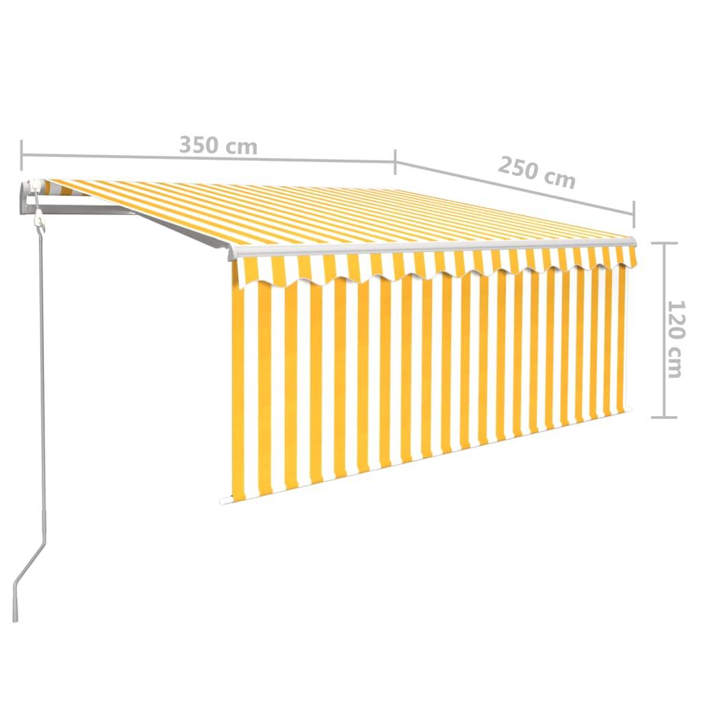 vidaXL Markise Automatisch Einziehbar mit Volant 3,5x2,5 m Gelb & Weiß