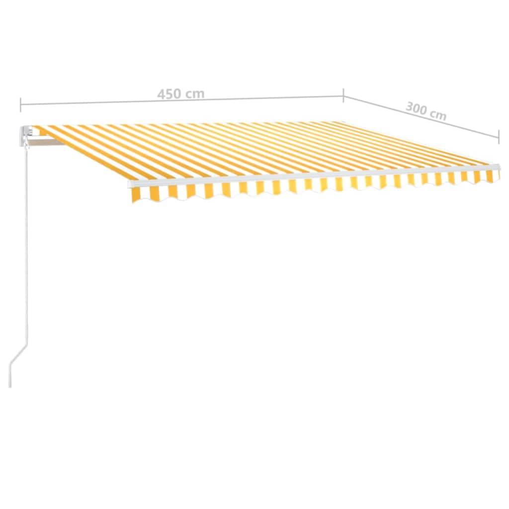 vidaXL Markise Manuell Einziehbar 450x300 cm Gelb und Weiß
