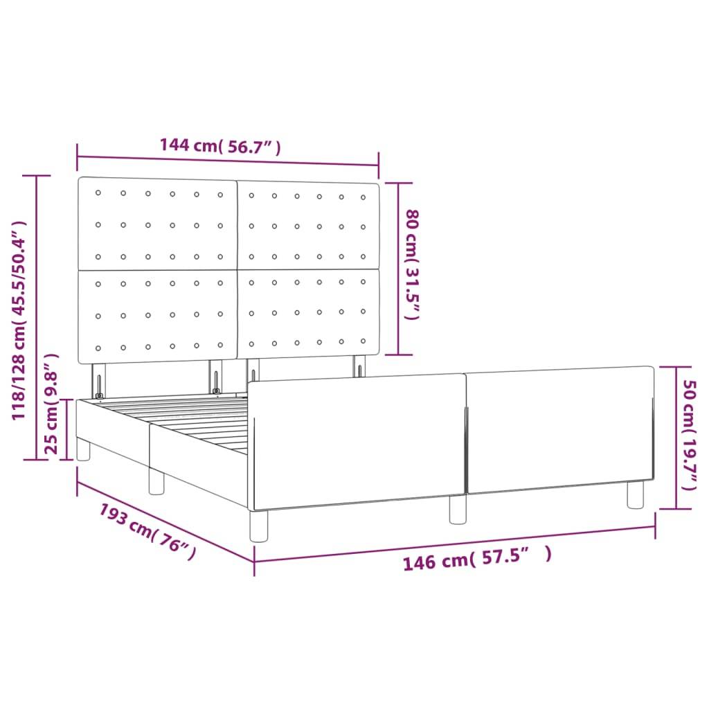 vidaXL Bettgestell ohne Matratze Creme 140x190 cm Stoff