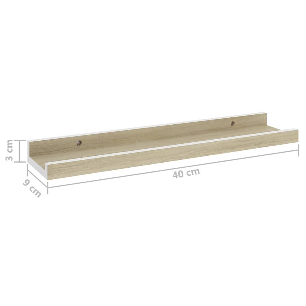 vidaXL Wandregale 2 Stk. Weiß und Sonoma-Eiche 40x9x3 cm