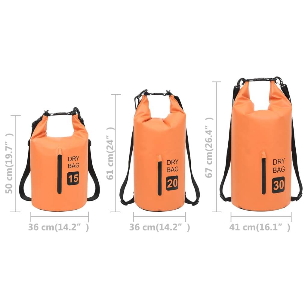 vidaXL Trockensack mit Reißverschluss Orange 30 L PVC