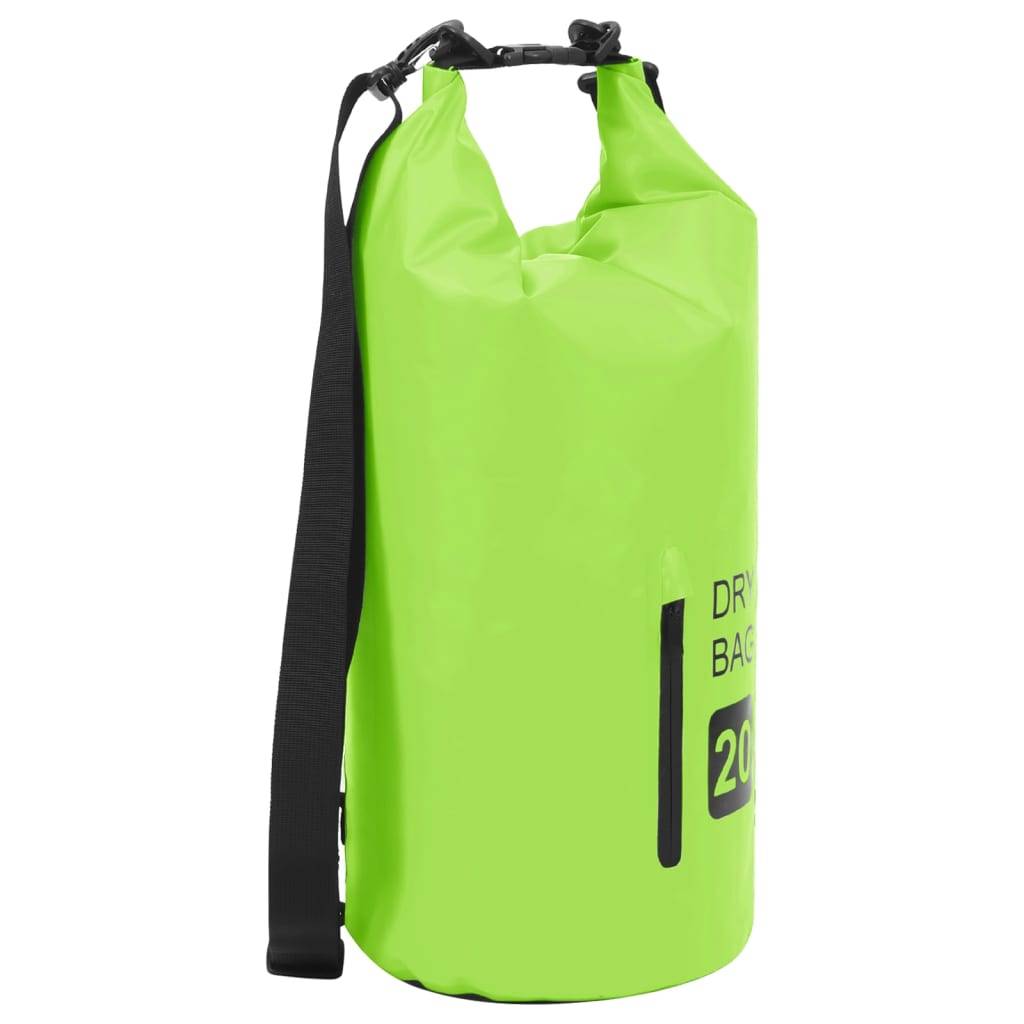 vidaXL Trockensack mit Reißverschluss Grün 20 L PVC