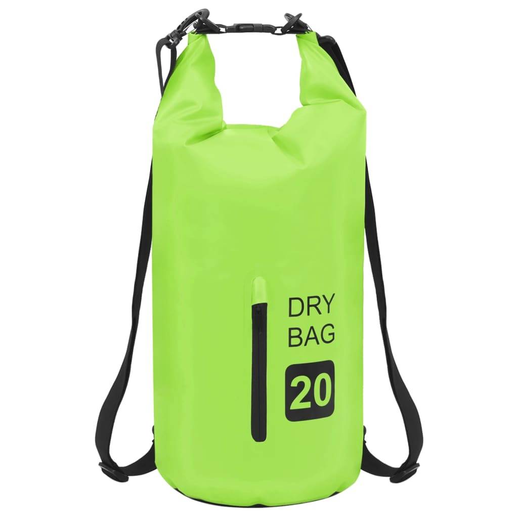 vidaXL Trockensack mit Reißverschluss Grün 20 L PVC