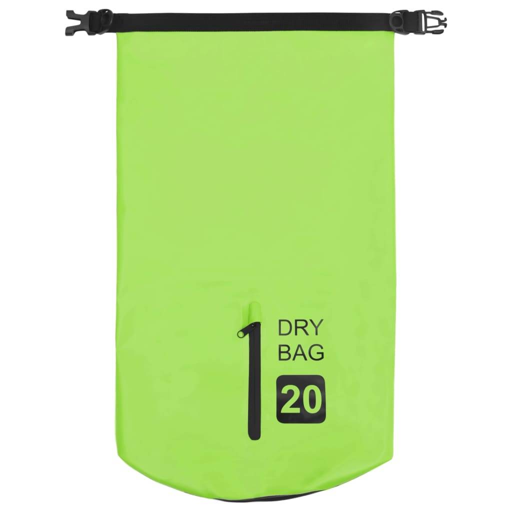 vidaXL Trockensack mit Reißverschluss Grün 20 L PVC