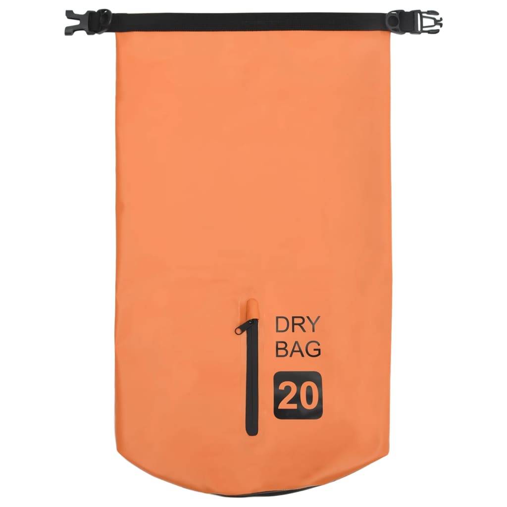 vidaXL Trockensack mit Reißverschluss Orange 20 L PVC