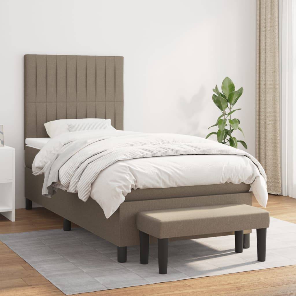 vidaXL Boxspringbett mit Matratze Taupe 90x190 cm Stoff