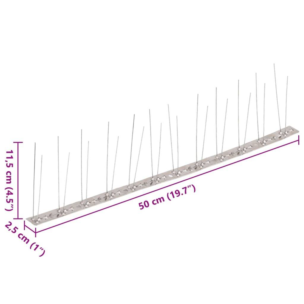 vidaXL 20-tlg. Taubenabwehr Spikes-Set Edelstahl 10 m 2-reihig