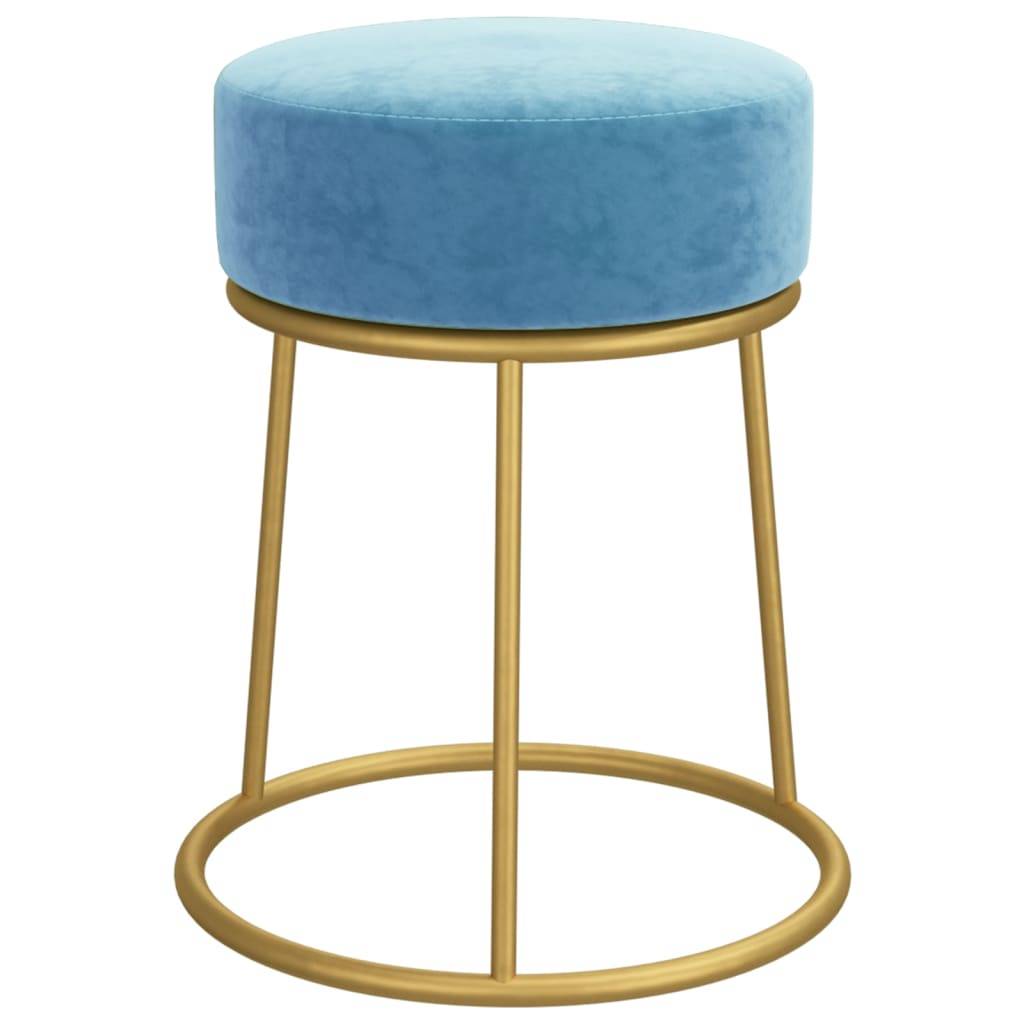 vidaXL Runder Hocker Hellblau Samt