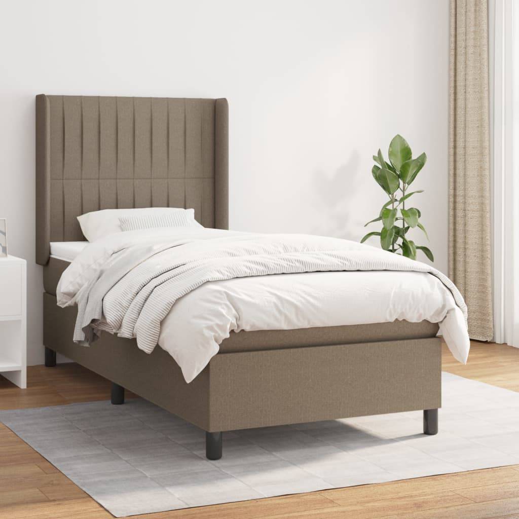 vidaXL Boxspringbett mit Matratze Taupe 90x190 cm Stoff