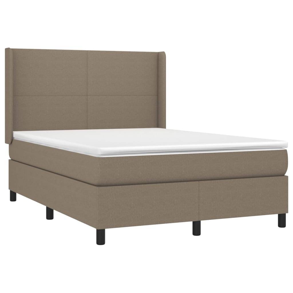 vidaXL Boxspringbett mit Matratze & LED Taupe 140x200 cm Stoff
