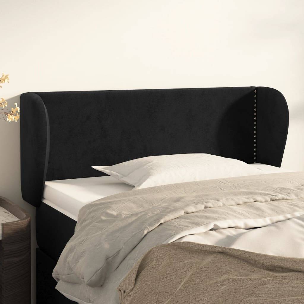 vidaXL Kopfteil mit Ohren Schwarz 103x23x78/88 cm Samt