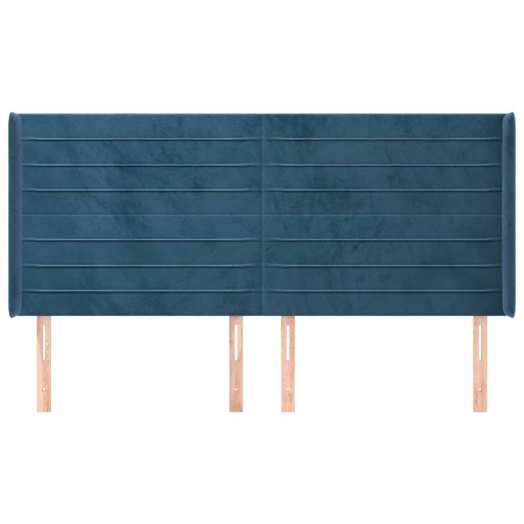 vidaXL Kopfteil mit Ohren Dunkelblau 183x16x118/128 cm Samt