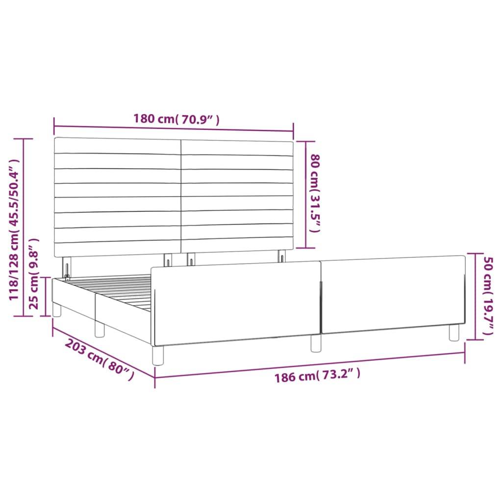 vidaXL Bettgestell ohne Matratze Taupe 180x200 cm Stoff
