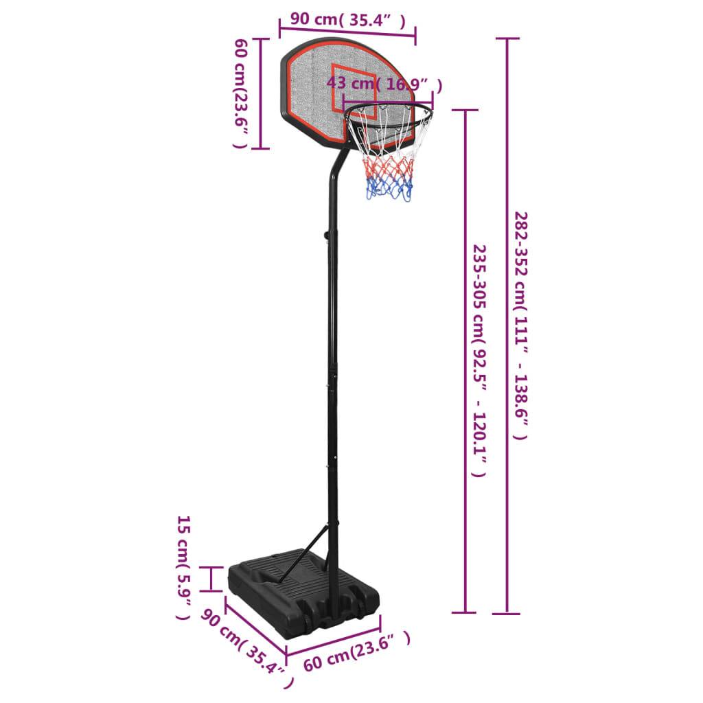 vidaXL Basketballständer Schwarz 282-352 cm Polyethylen