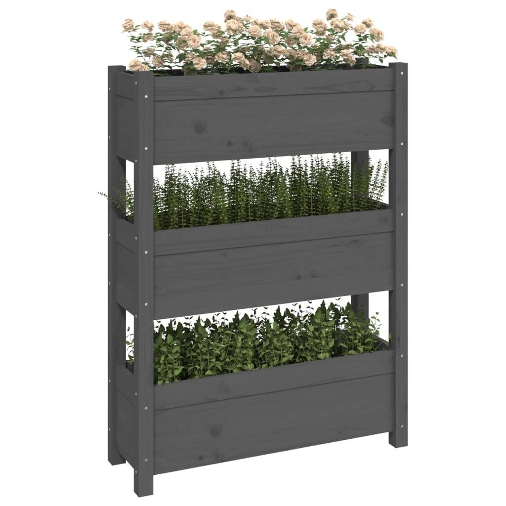 vidaXL Pflanzkübel Grau 77x25x104,5 cm Massivholz Kiefer
