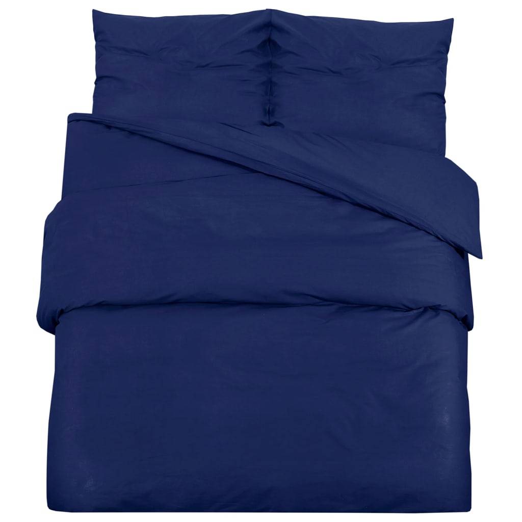 vidaXL Bettwäsche-Set Marineblau 200x200 cm Baumwolle