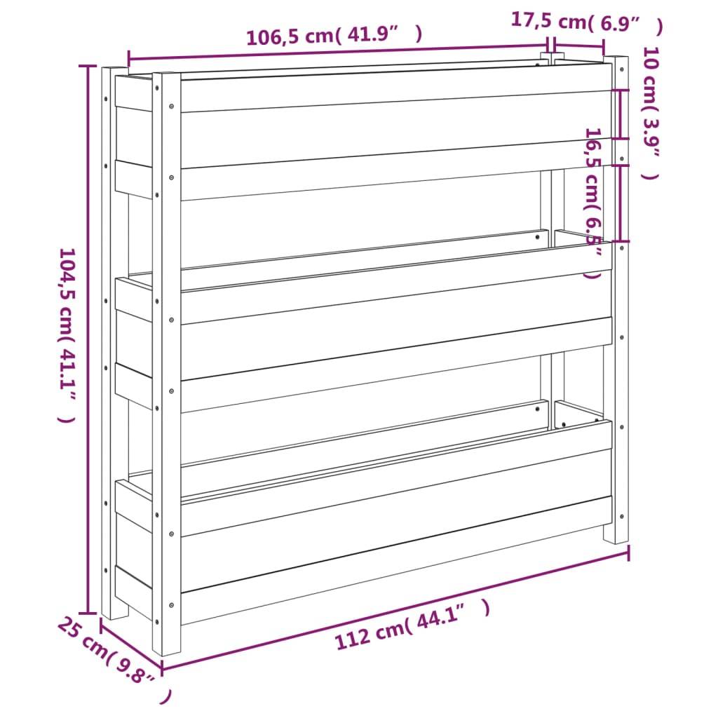 vidaXL Pflanzkübel Schwarz 112x25x104,5 cm Massivholz Kiefer