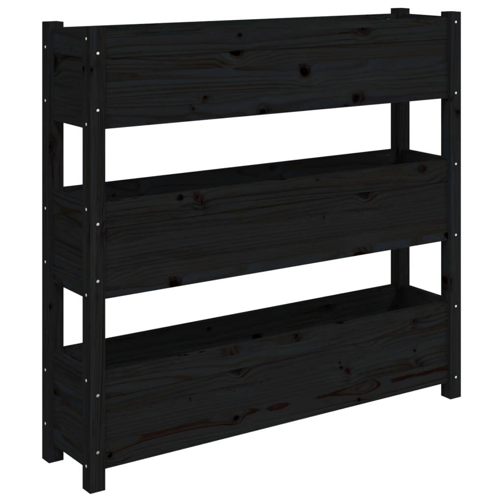 vidaXL Pflanzkübel Schwarz 112x25x104,5 cm Massivholz Kiefer