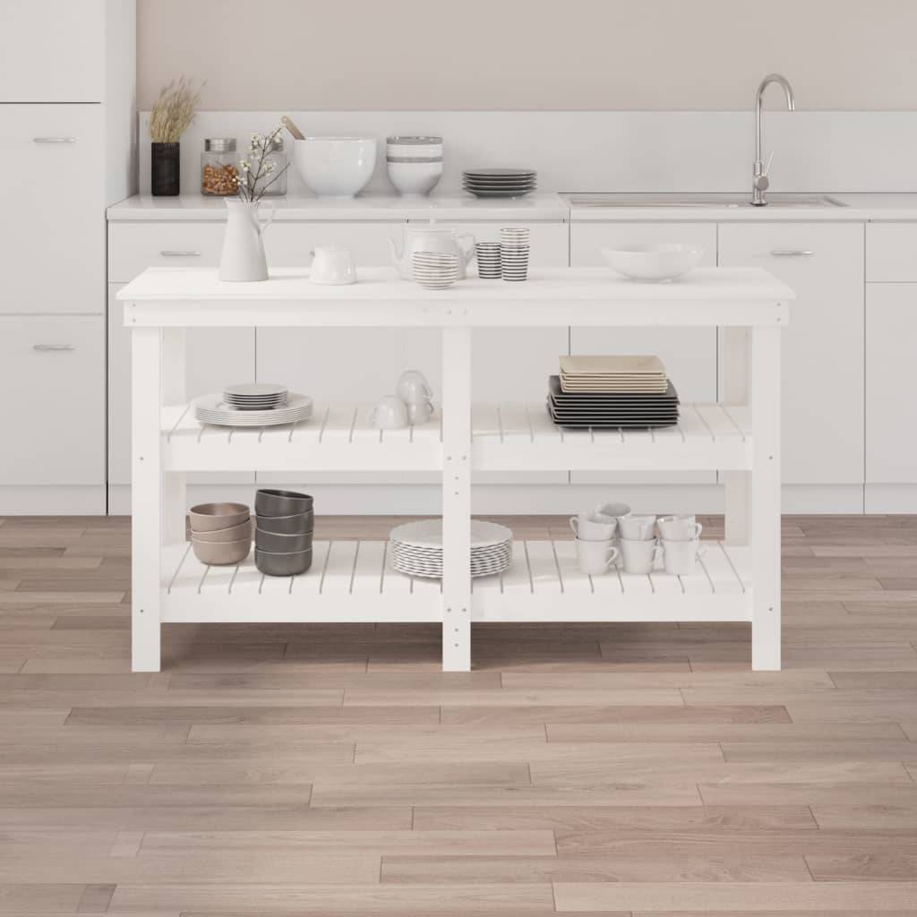vidaXL Werkbank Weiß 142,5x50x80 cm Massivholz Kiefer