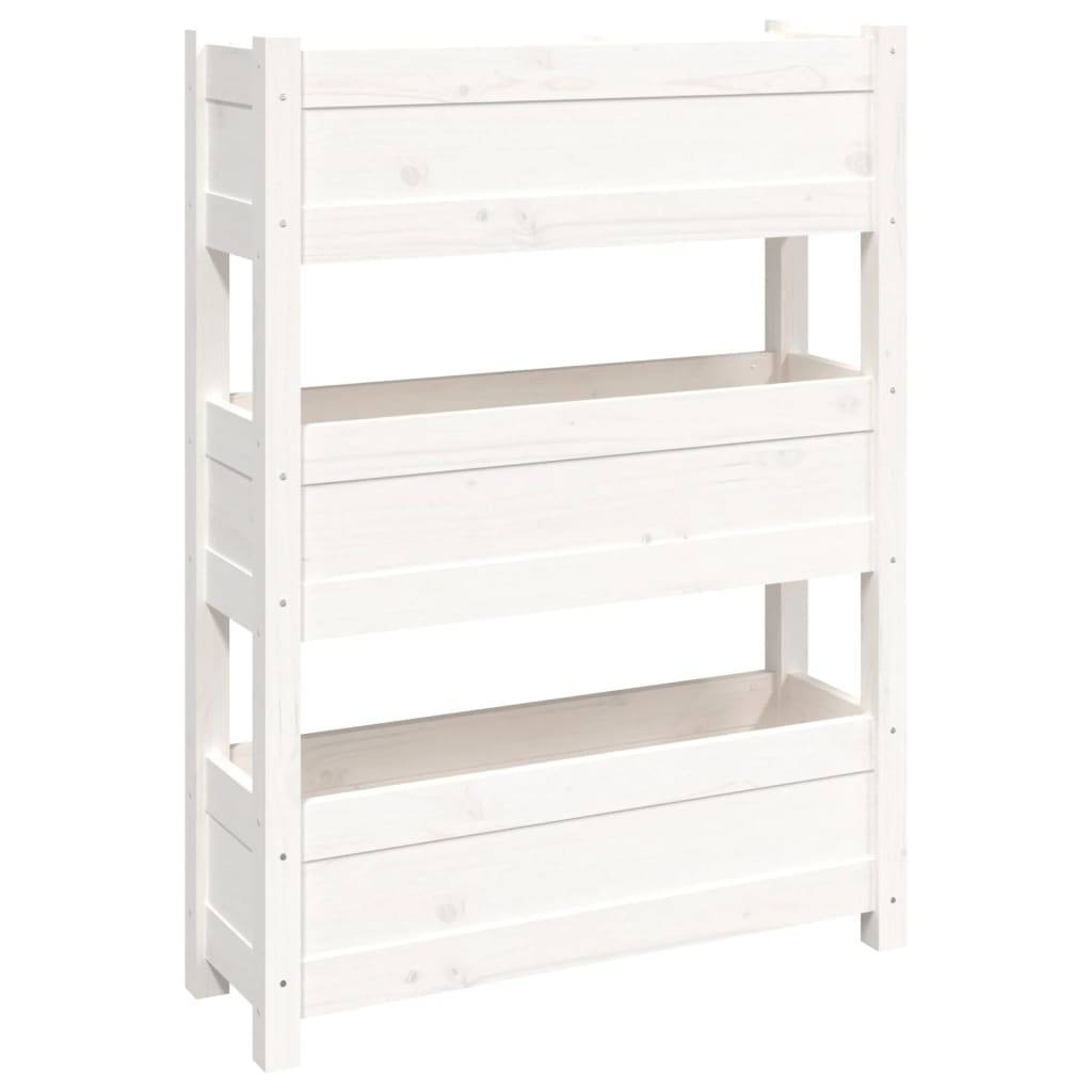 vidaXL Pflanzkübel Weiß 77x25x104,5 cm Massivholz Kiefer