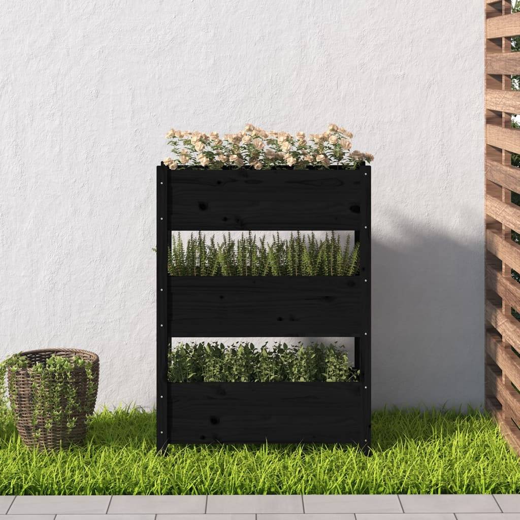 vidaXL Pflanzkübel Schwarz 77x25x104,5 cm Massivholz Kiefer