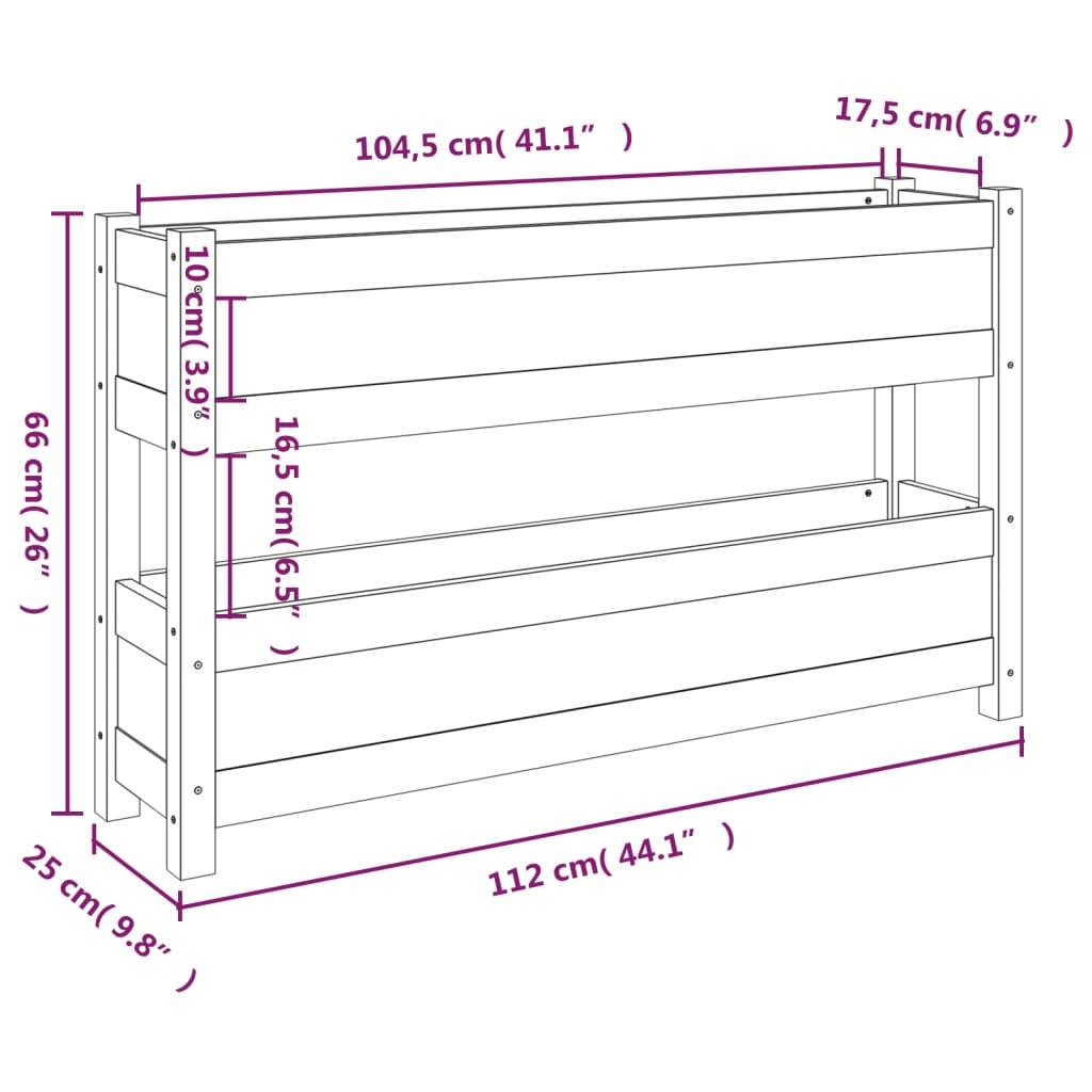 vidaXL Pflanzkübel Weiß 112x25x66 cm Massivholz Kiefer