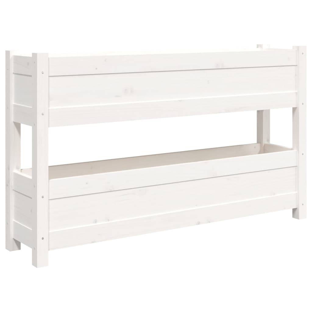 vidaXL Pflanzkübel Weiß 112x25x66 cm Massivholz Kiefer