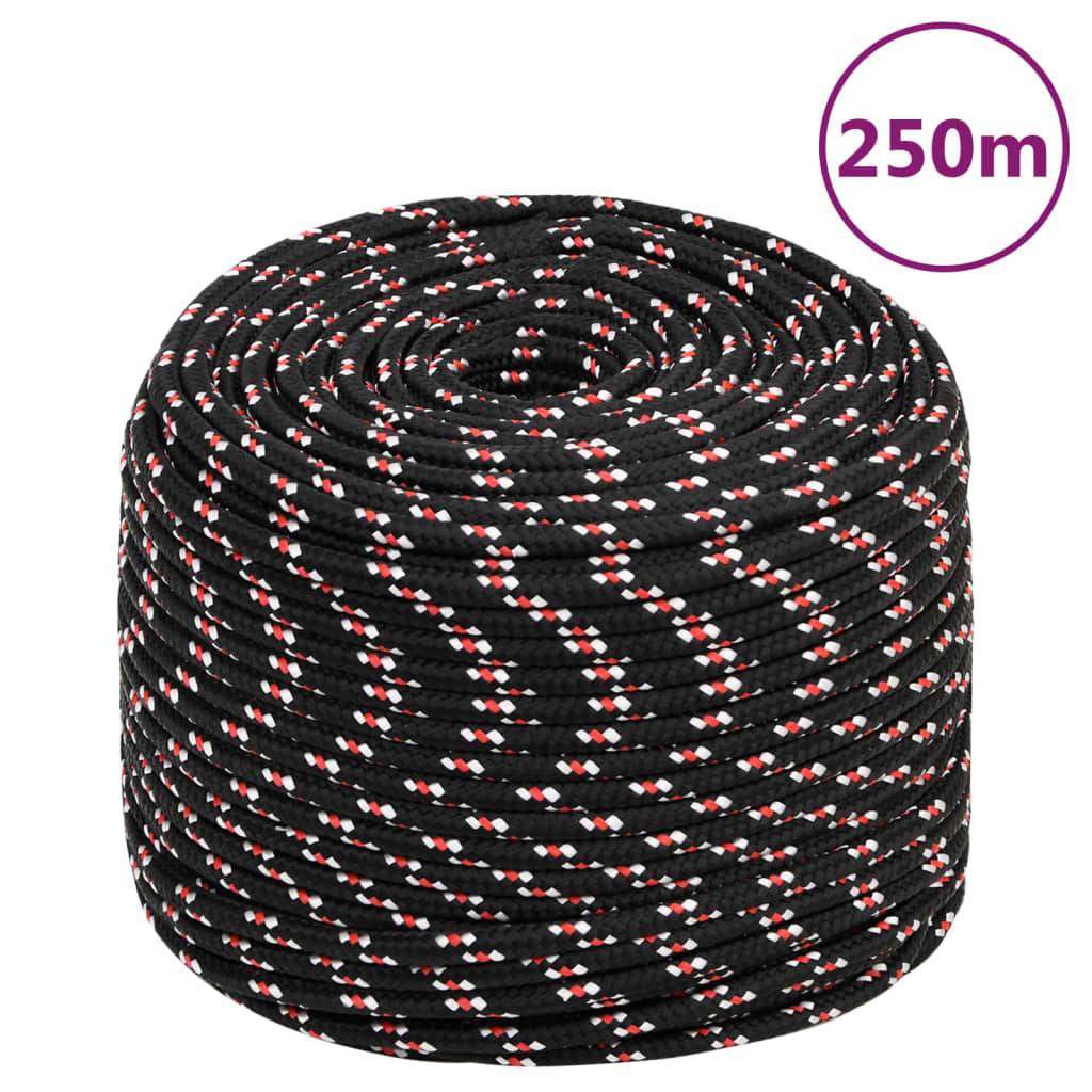 vidaXL Bootsseil Schwarz 8 mm 250 m Polypropylen