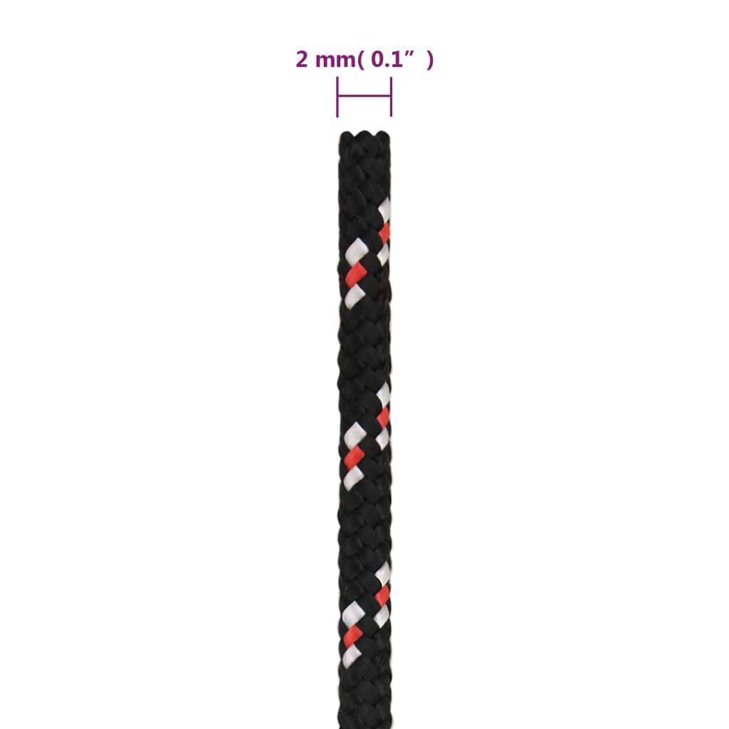 vidaXL Bootsseil Schwarz 2 mm 100 m Polypropylen