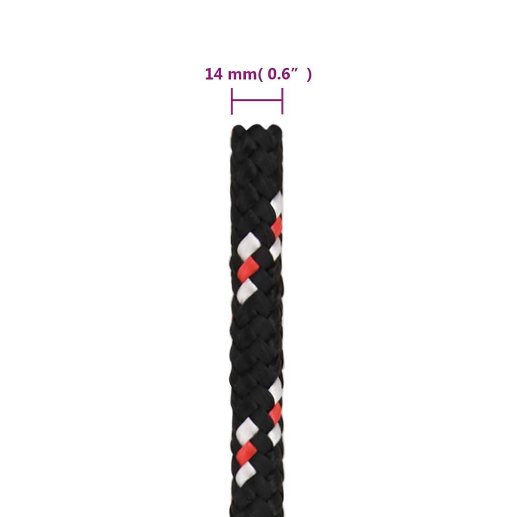 vidaXL Bootsseil Schwarz 14 mm 100 m Polypropylen