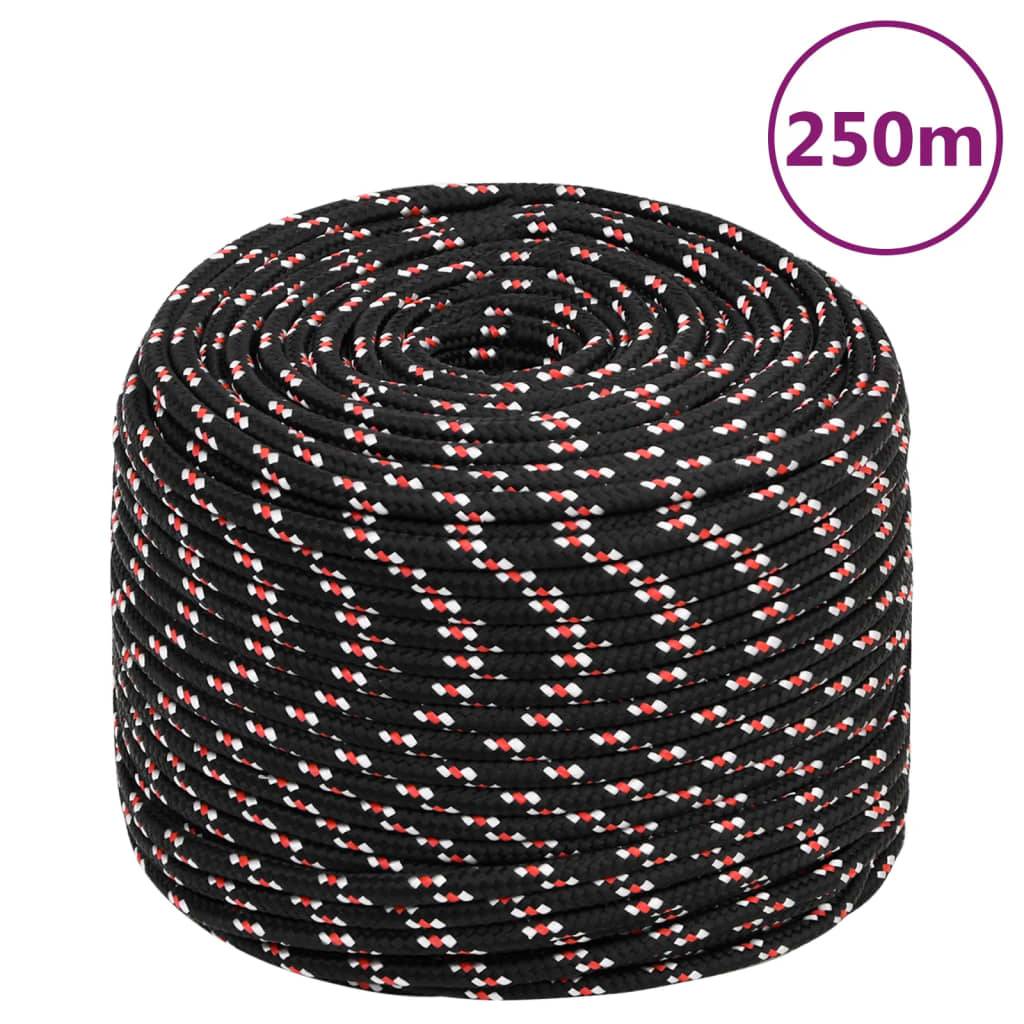 vidaXL Bootsseil Schwarz 6 mm 250 m Polypropylen