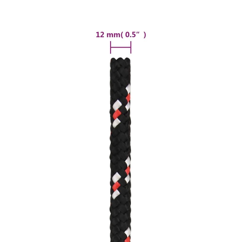 vidaXL Bootsseil Schwarz 12 mm 100 m Polypropylen