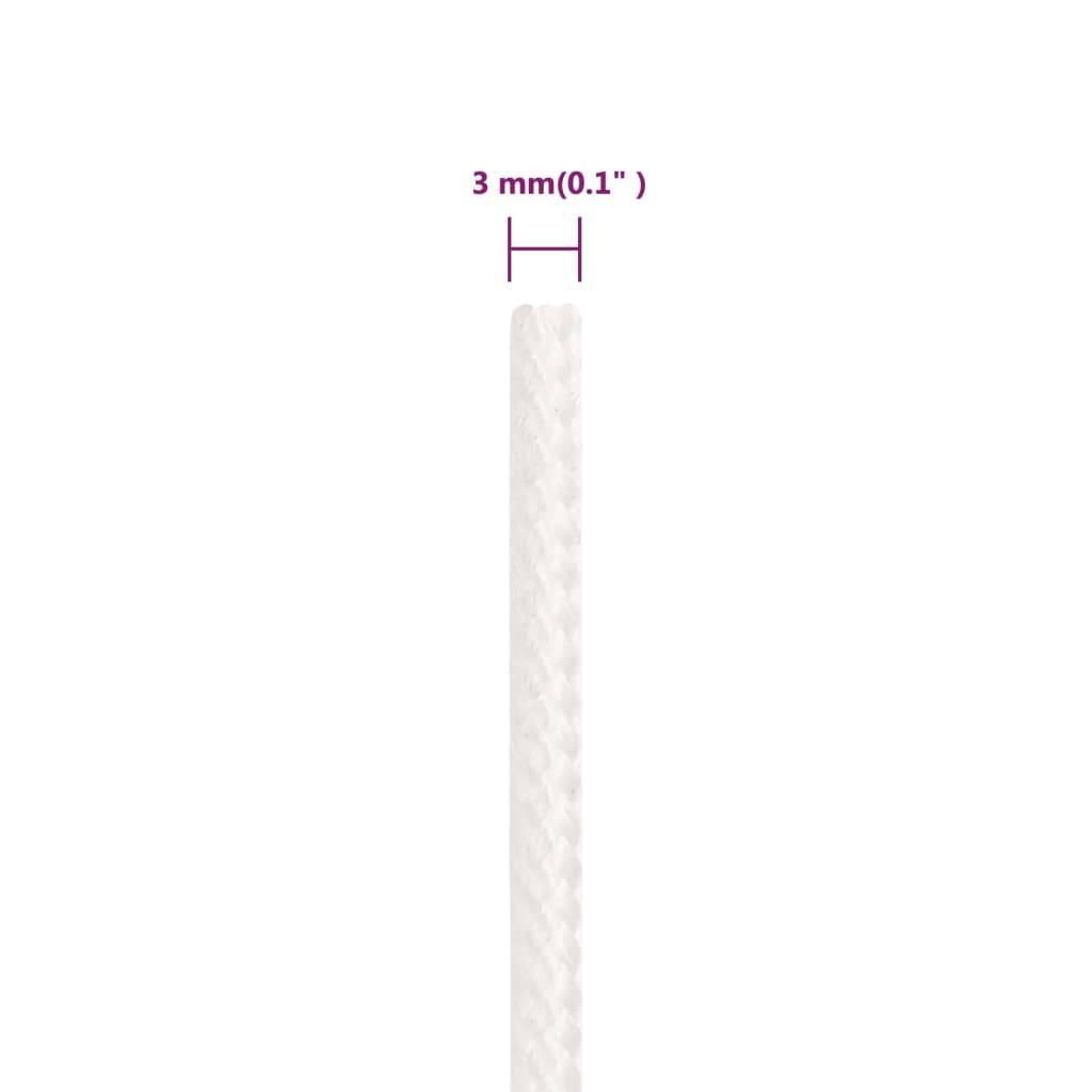 vidaXL Bootsseil Weiß 3 mm 250 m Polypropylen