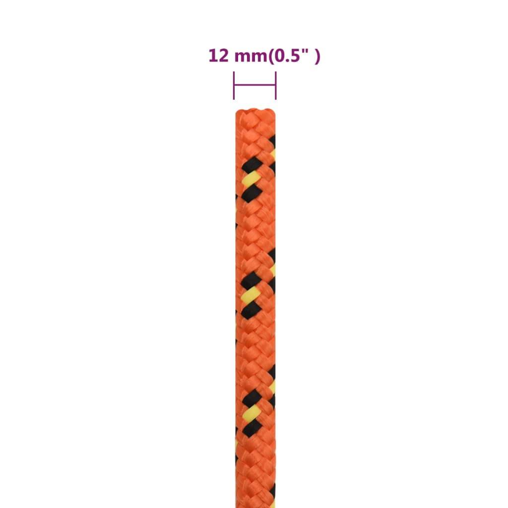 vidaXL Bootsseil Orange 12 mm 50 m Polypropylen