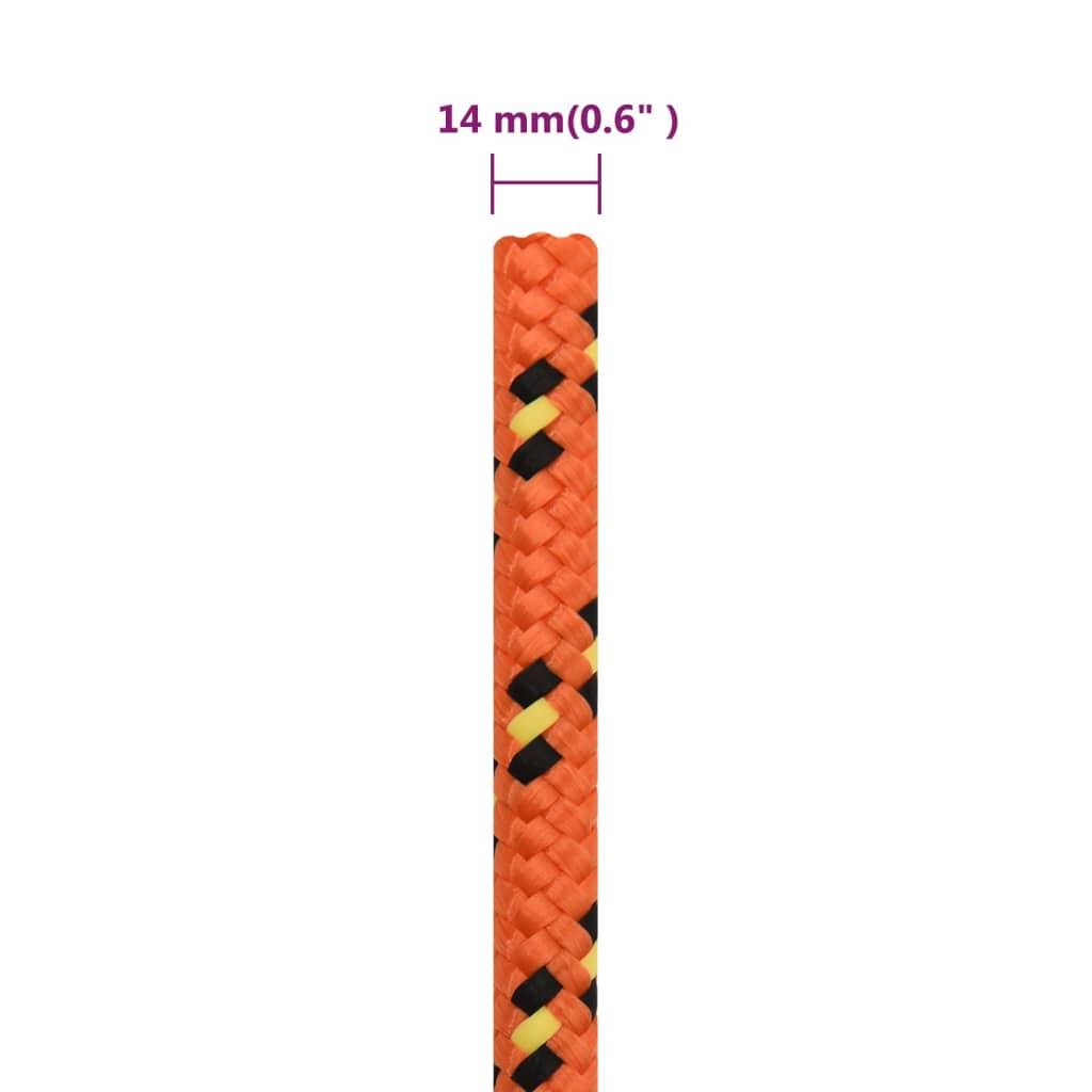 vidaXL Bootsseil Orange 14 mm 100 m Polypropylen