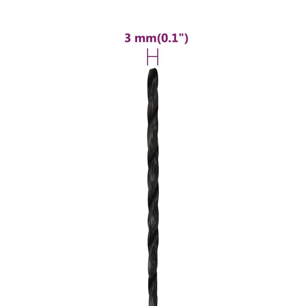 vidaXL Arbeitsseil Schwarz 3 mm 25 m Polypropylen