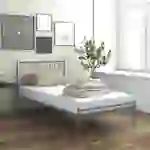 vidaXL Bett Grau Metall 100x200 cm vidaXL Bett Grau Metall 100x200 cm