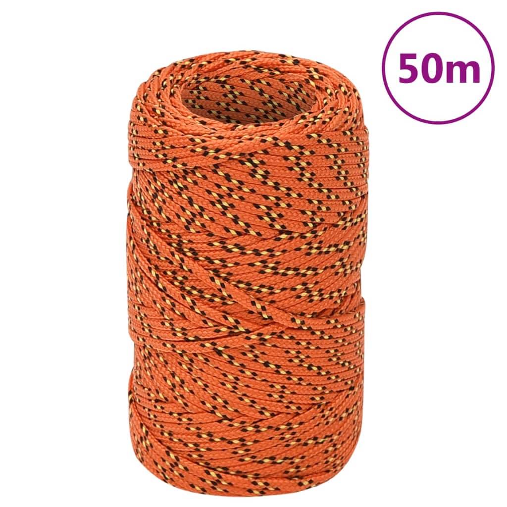 vidaXL Bootsseil Orange 2 mm 50 m Polypropylen