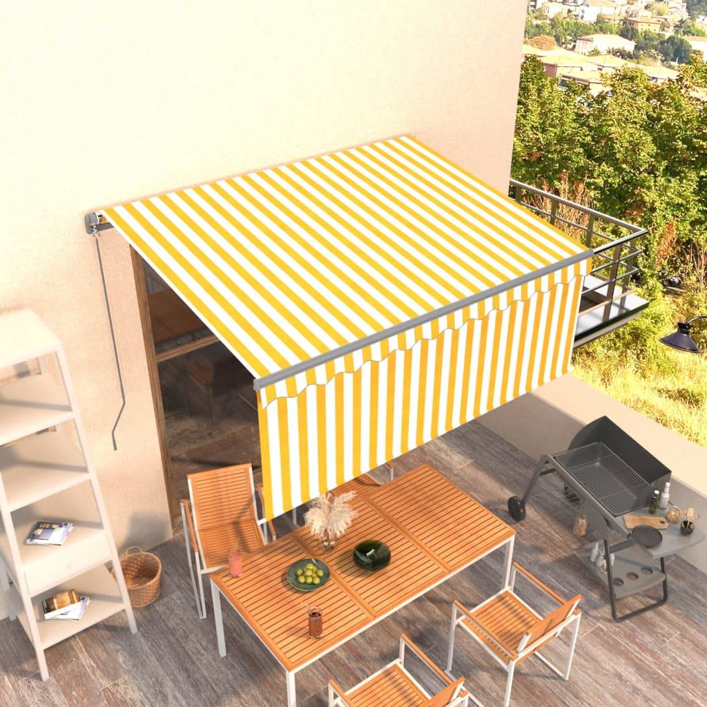vidaXL Markise Manuell Einziehbar mit Rollo 3x2,5 m Gelb & Weiß