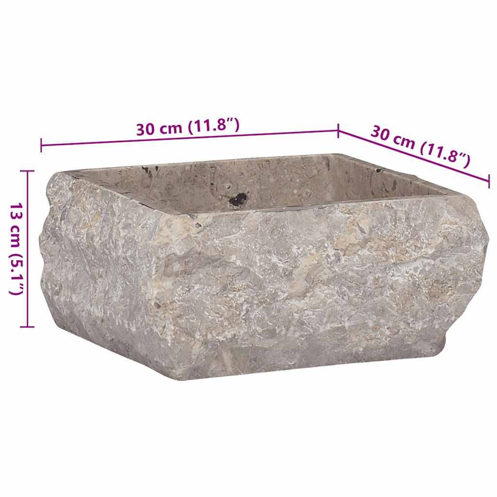 vidaXL Waschbecken Grau 30x30x13 cm Marmor