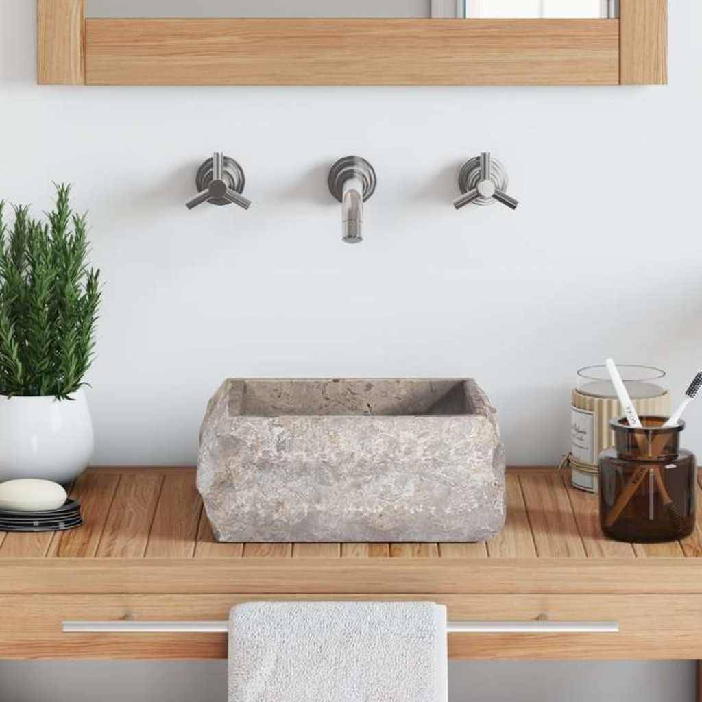 vidaXL Waschbecken Grau 30x30x13 cm Marmor
