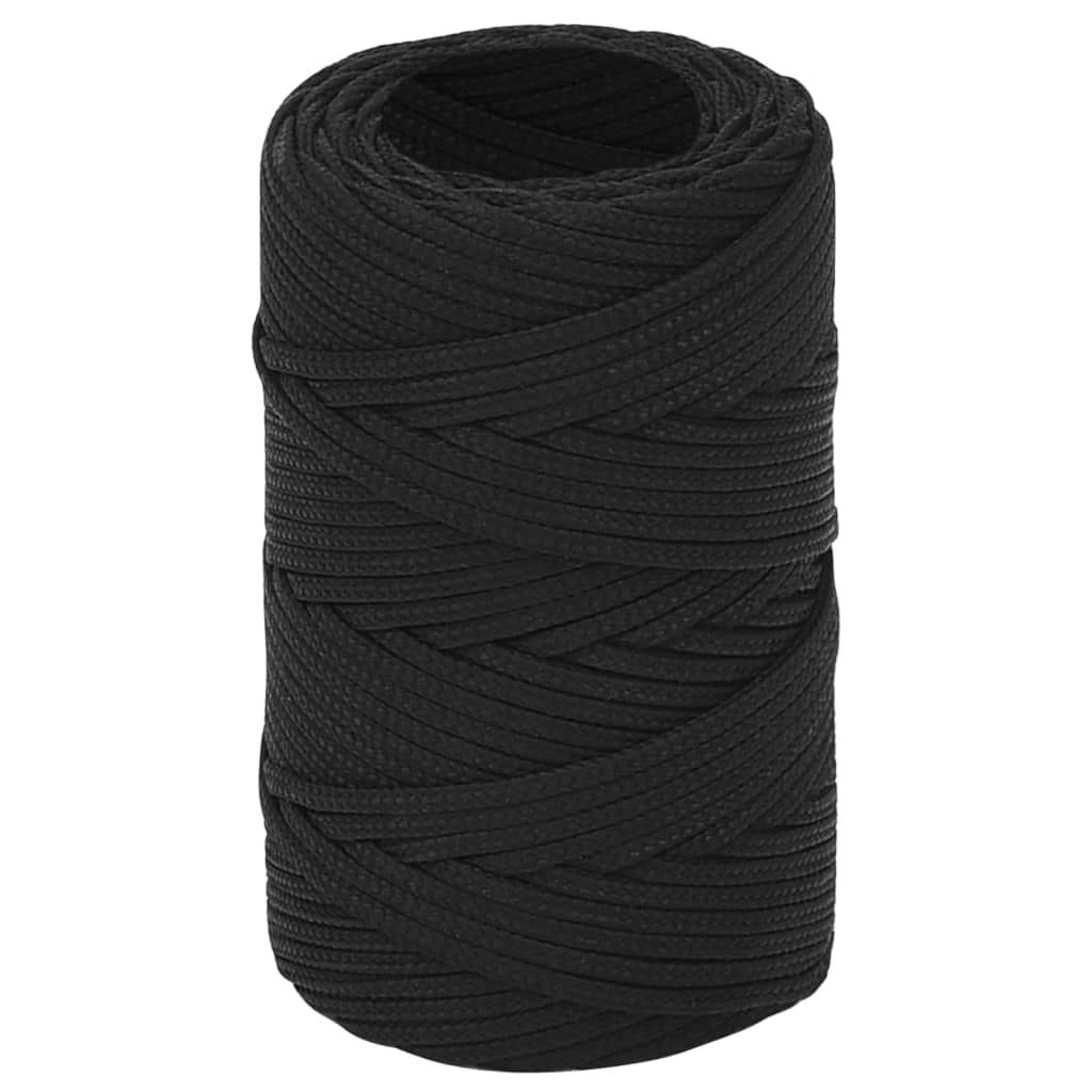 vidaXL Bootsseil Schwarz 2 mm 50 m Polypropylen