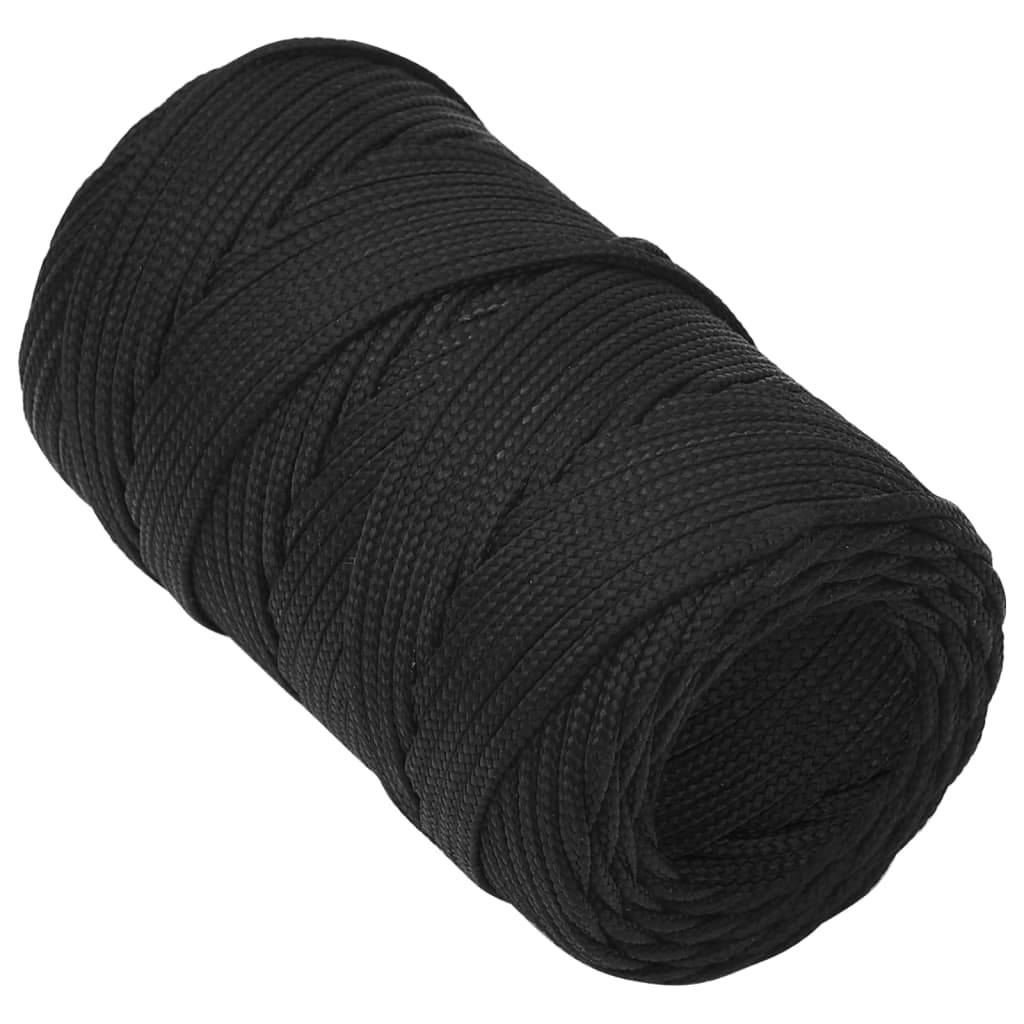 vidaXL Bootsseil Schwarz 2 mm 50 m Polypropylen