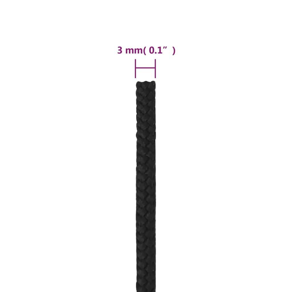 vidaXL Bootsseil Schwarz 3 mm 500 m Polypropylen