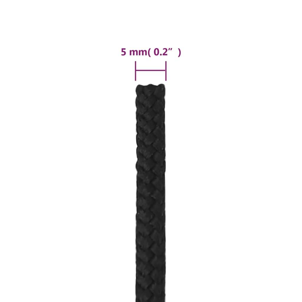 vidaXL Bootsseil Schwarz 5 mm 50 m Polypropylen