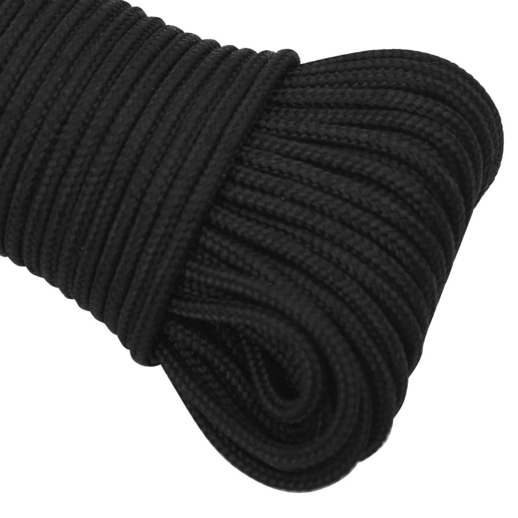 vidaXL Bootsseil Schwarz 5 mm 50 m Polypropylen